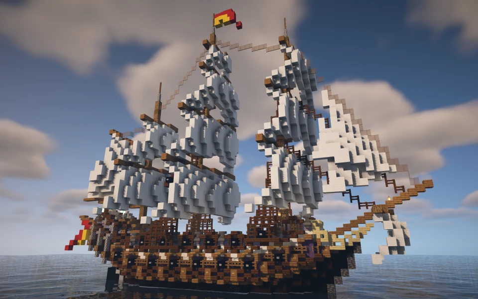 Парусный корабль в открытом море CUBOMetre